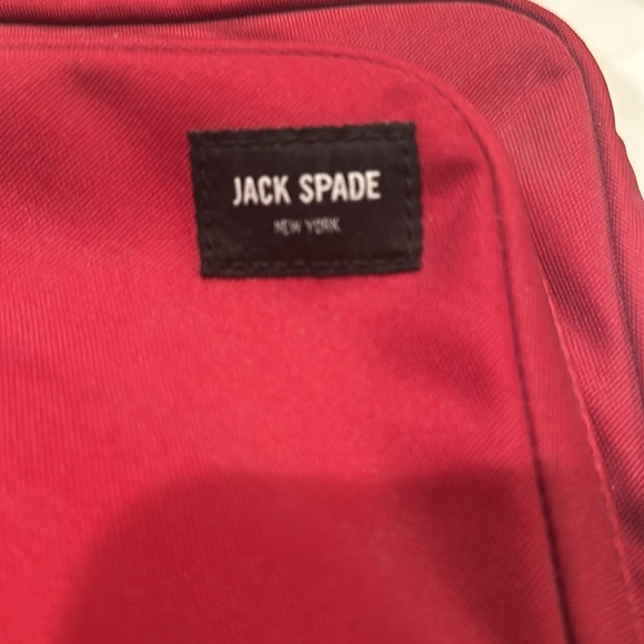 Jack spade backpack - used once.  Red with plaid interior. - Picture 4 of 6